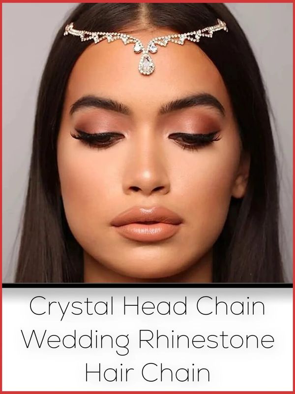 Fdesigner Bride Crystal Head Chain Wedding Rhinestone Hair Chain Pageant Prom Pendant