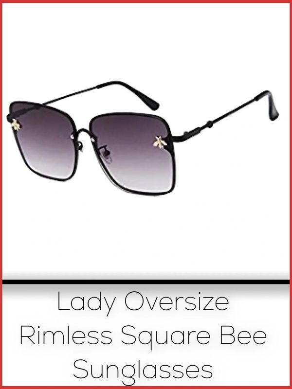 lady oversize rimless square bee sunglasses