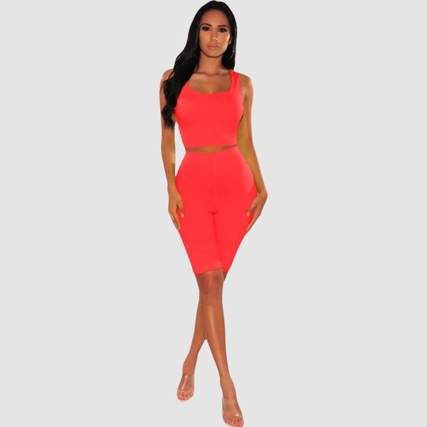 Fashion Crop Top Tank Top Two-Piece Set Sleeveless Suits