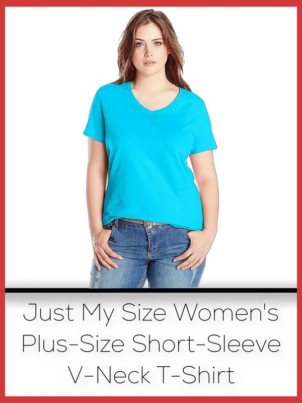 Just My Size Women's Plus-Size Short-Sleeve V-Neck T-Shirt