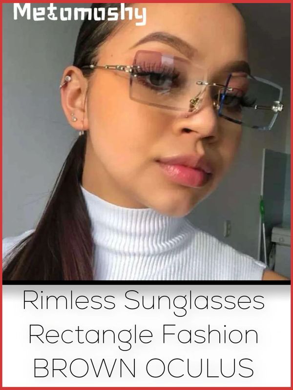 Rimless Sunglasses Rectangle Fashion BROWN OCULUS