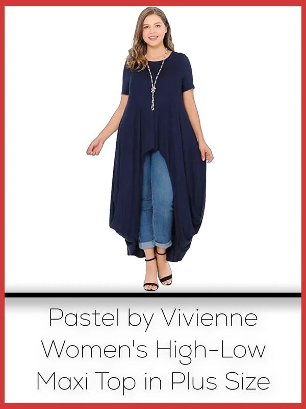 Pastel by Vivienne Women's High-Low Maxi Top in Plus Size