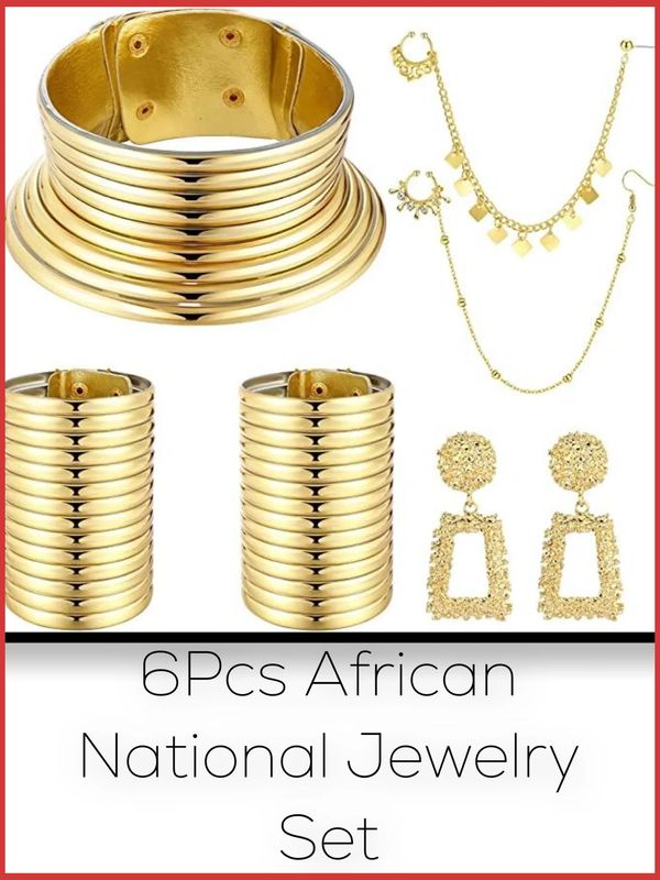 YADOCA 6Pcs African National Jewelry for Women Egypt Gold Choker Collars African Vintage