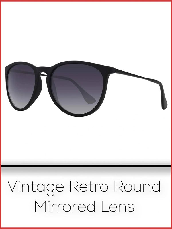 WOWSUN Polarized Sunglasses for Women Vintage Retro Round Mirrored Lens