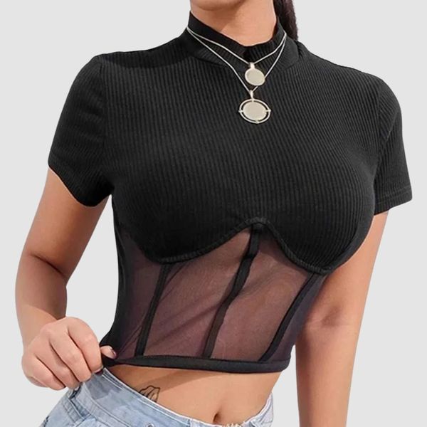Sexy Transparent Streetwear Short Sleeve Shirt on sale now at vesboutiques.com