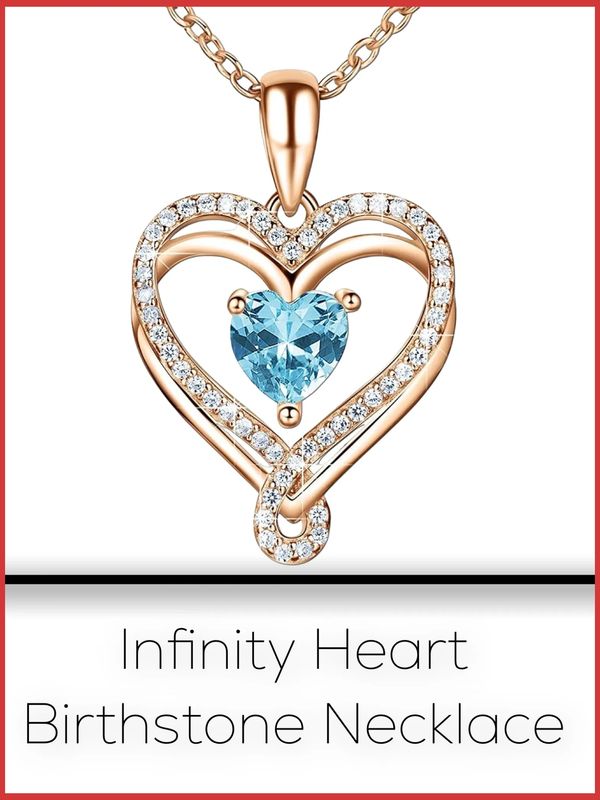 Infinity Heart Birthstone Necklace for Women 18K Rose Gold 925 Sterling Silver Birthstone Jewelry