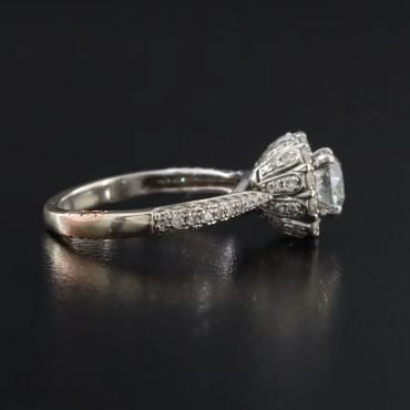 Elegant diamond engagement ring with detailed settings.