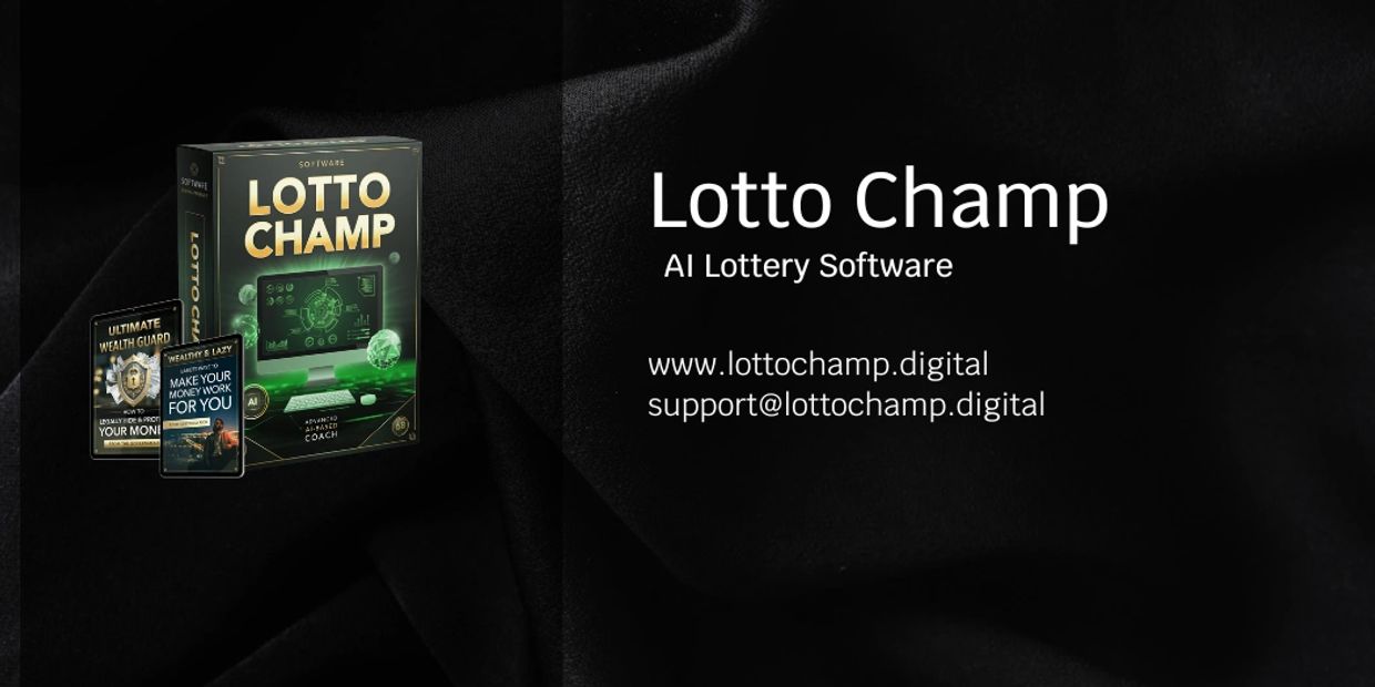 Lotto Champ AI Lottery Software with website and support email.