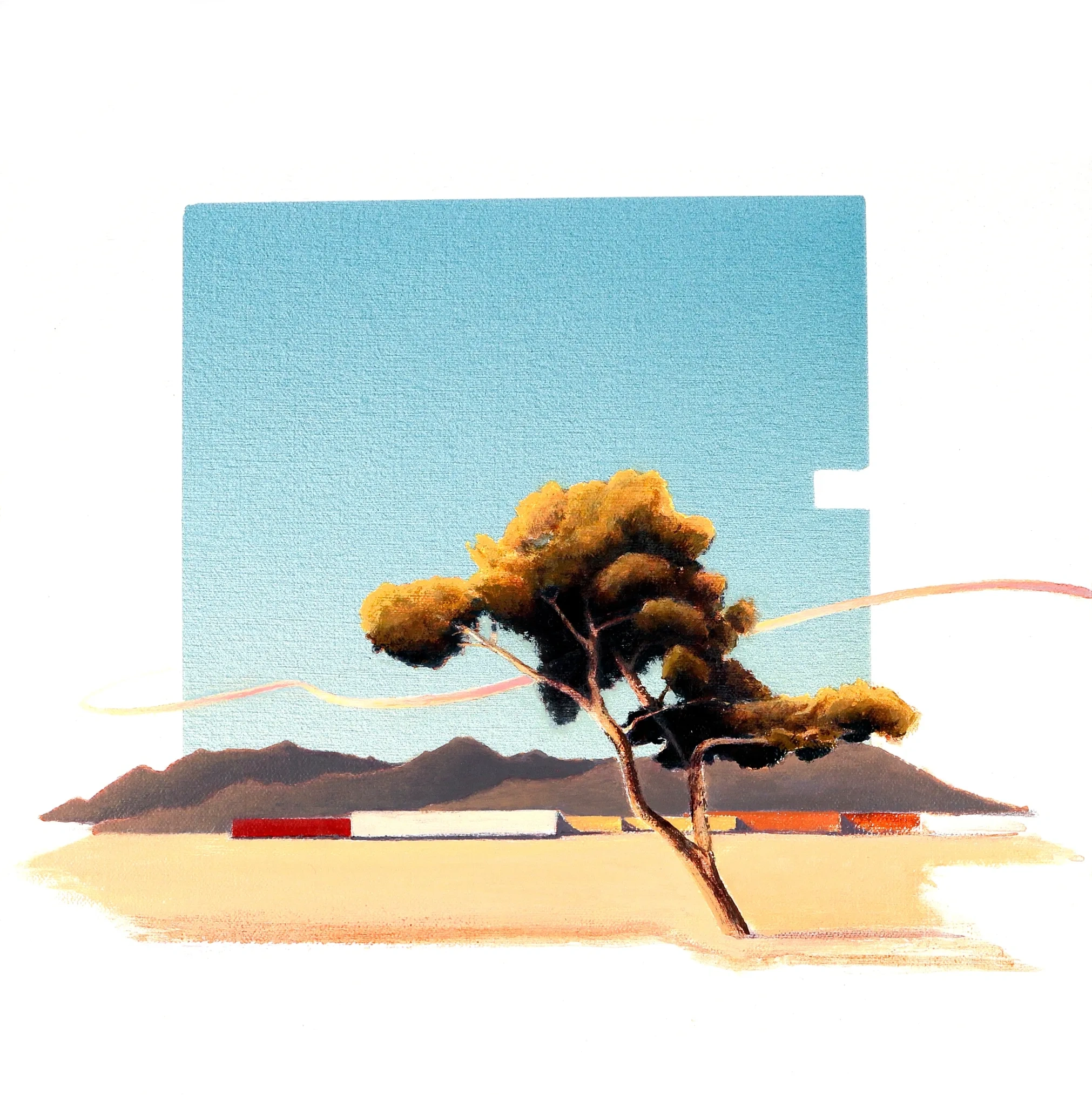 Arizona pine tree, McDowell mountain range - contemporary landscape painting 