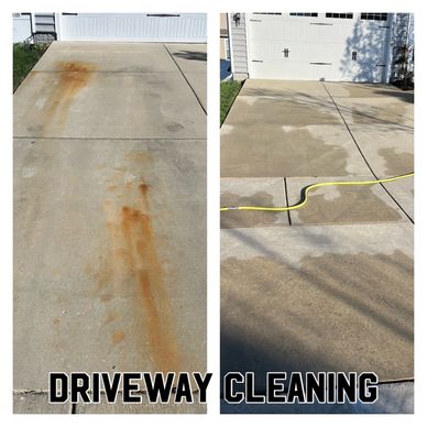 Before and after driveway cleaning