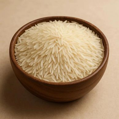 A bowl filled with uncooked rice.