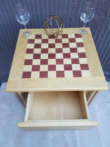 custom end table with chessboard built in