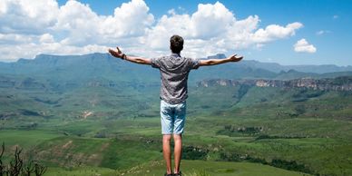 Man practicing body scan meditation to calm his nerves and stress for improved mental health.