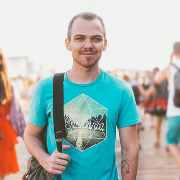 Schizophrenia management: Taking steps towards mental health improvement. Smiling Man with backpack