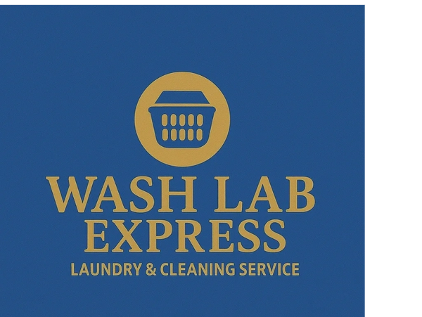 Logo of Wash Lab Express laundry and cleaning service with a basket icon.