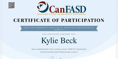 Completed FASD for Community and Social Services Professionals Level 2
