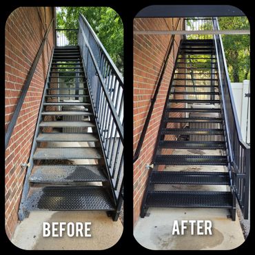 commercial painting Murfreesboro Tennessee exterior painting contractor stairs black