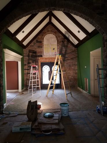 Residential painting work & green walls. Rock entry wall. Best Paint company in Murfreesboro ipaint