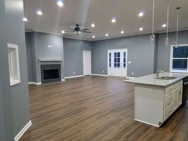 Open concept area painting S.W African grey color. Best painters in Murfreesboro and Nolensville