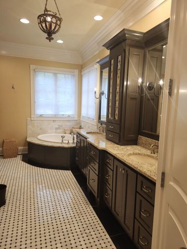 Sherwin Williams black fox color. Bathroom cabinet painting in Brentwood TN iPaint Murfreesboro TN