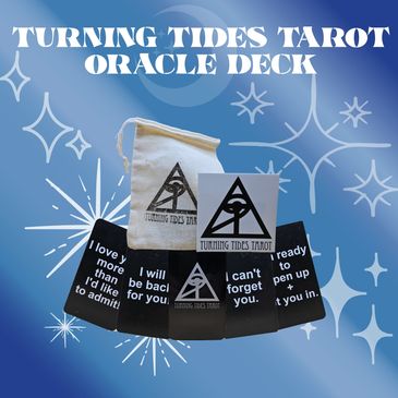 Picture of branded Oracle Deck tarot cards available in online shop with blue background & stars.