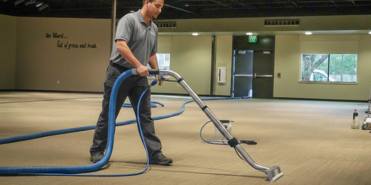A picture of a man cleaning a carpet with carpet hand cleaner