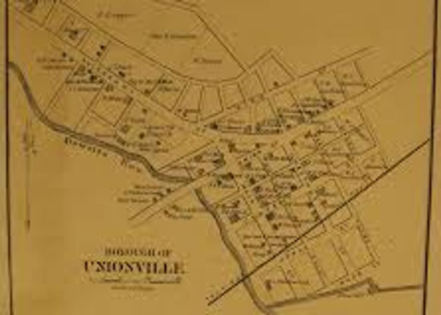 1859 historic map of Unionville Borough