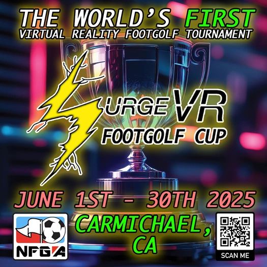 virtual reality VR footgolf trophy with National Footgolf Association logo in Carmichael, #footgolf