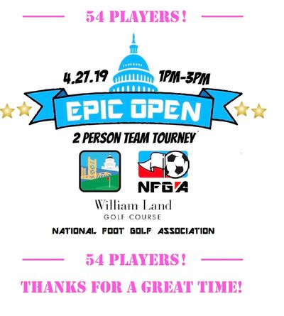 Epic Open footgolf tournament at William Land golf course logo