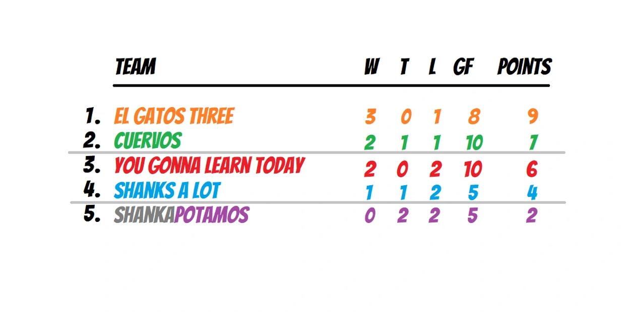 NFGA footgolf league team standings
