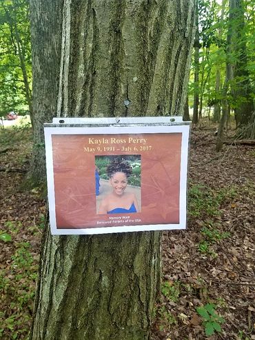 Kayla's tree at the Memorial Walk at Quiet Water Park October 2019