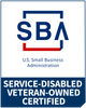 U.S. Small Business Administration logo with service-disabled veteran-owned certification.