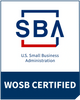 Logo of U.S. Small Business Administration with WOSB Certified badge.