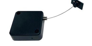 Black retractable badge holder with a clip and cord.