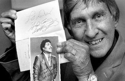 Derek A J Lister with autograph Little Richard in 2006 Victoria Hotel Bradford West Yorkshire