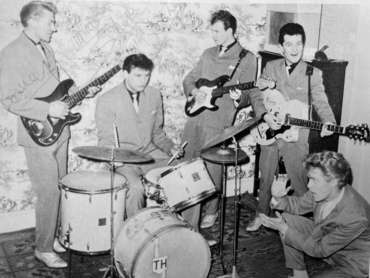 Shane Fenton and the Fentones rehearsing at his home. Later he became Alvin Stardust in the 70's