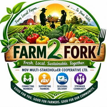 Logo for Farm 2 Fork promoting fresh, local, sustainable food from farms to tables.