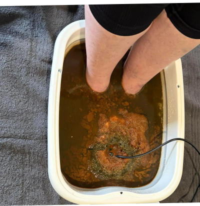 Client results after 30 minutes in ionic detox foot spa relaxation treatment at Donna Lee Rix Caboolture