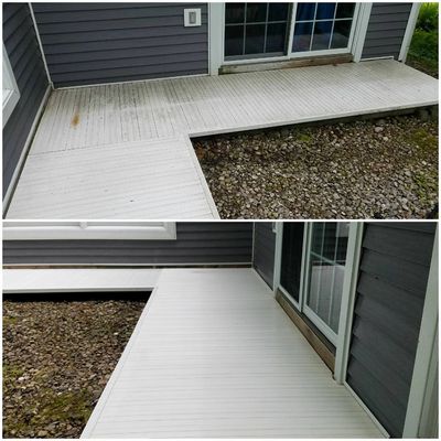 Before and after deck cleaning