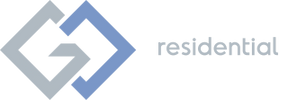 Modern logo with geometric shapes and 'residential' text.