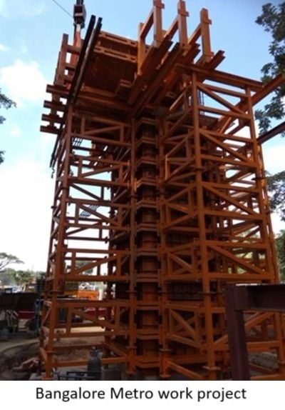 Structure of Bangalore Metro construction site.