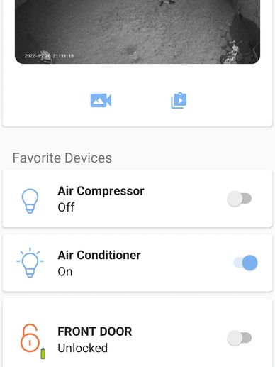 z-wave devices and camera in Alula app