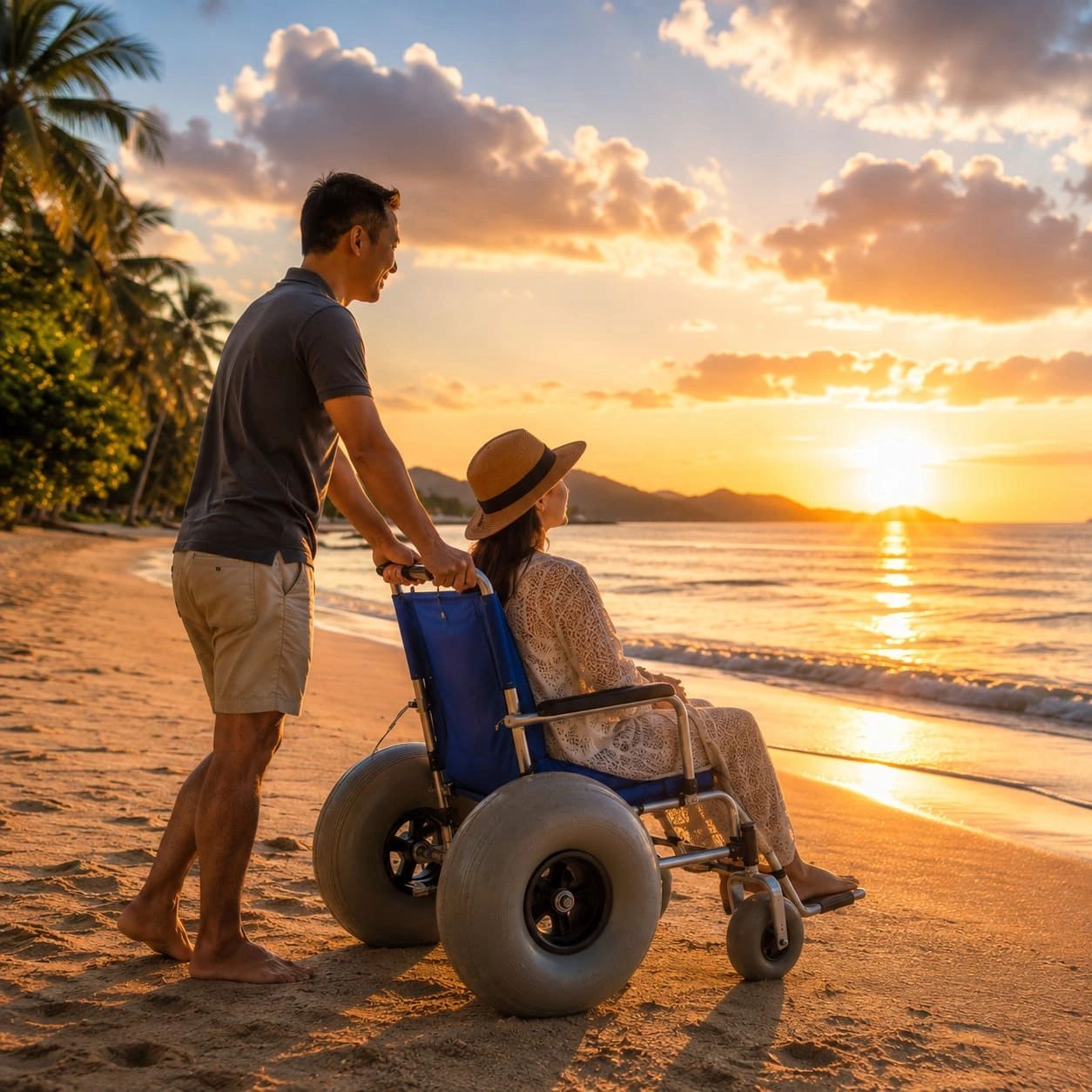 Beach wheelchair in Thailand, supporting accessible and inclusive mobility for everyone.