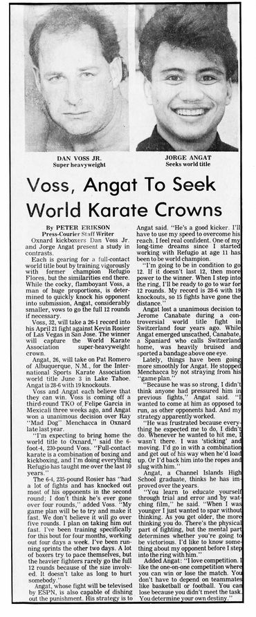 PRESS COURIER Sports News
Voss Seeks World Karate Crown