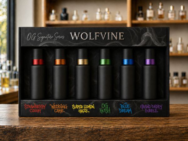 WOLFVINE OG Signature Series vape collection with six distinct flavors.