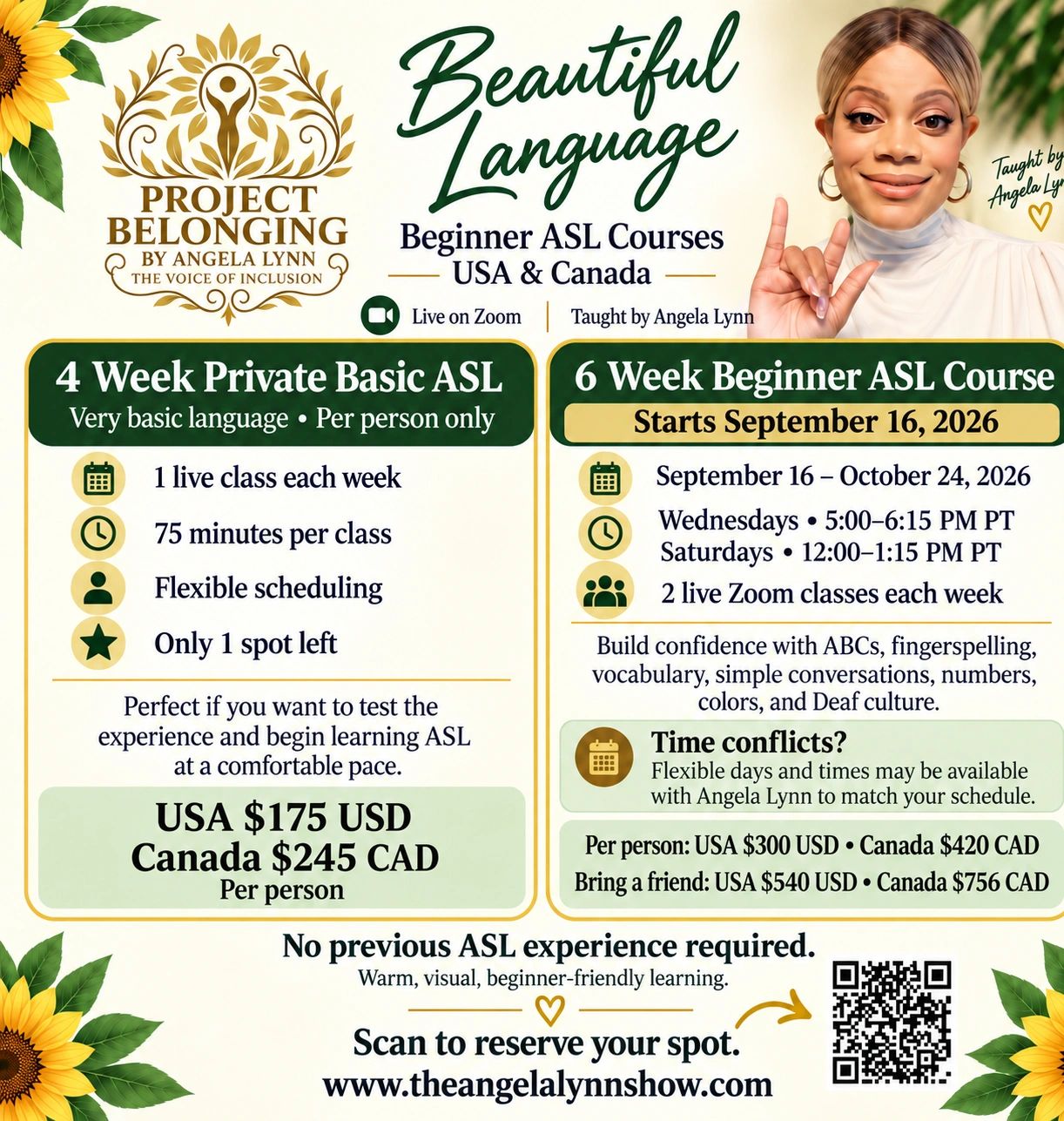 Fall ASL 2026 Course Flyer