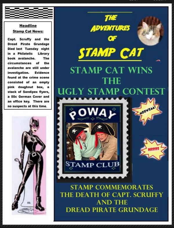 Adventures of Stamp Cat, Cat. Stamp Cat, Ugl y Stamp Contest, Poway Stamp Club, California Philately