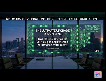 The LsFit™ 28-Day Accelerator protocol live in a corporate boardroom, establishing a flawless network audit and 100% System Uptime.