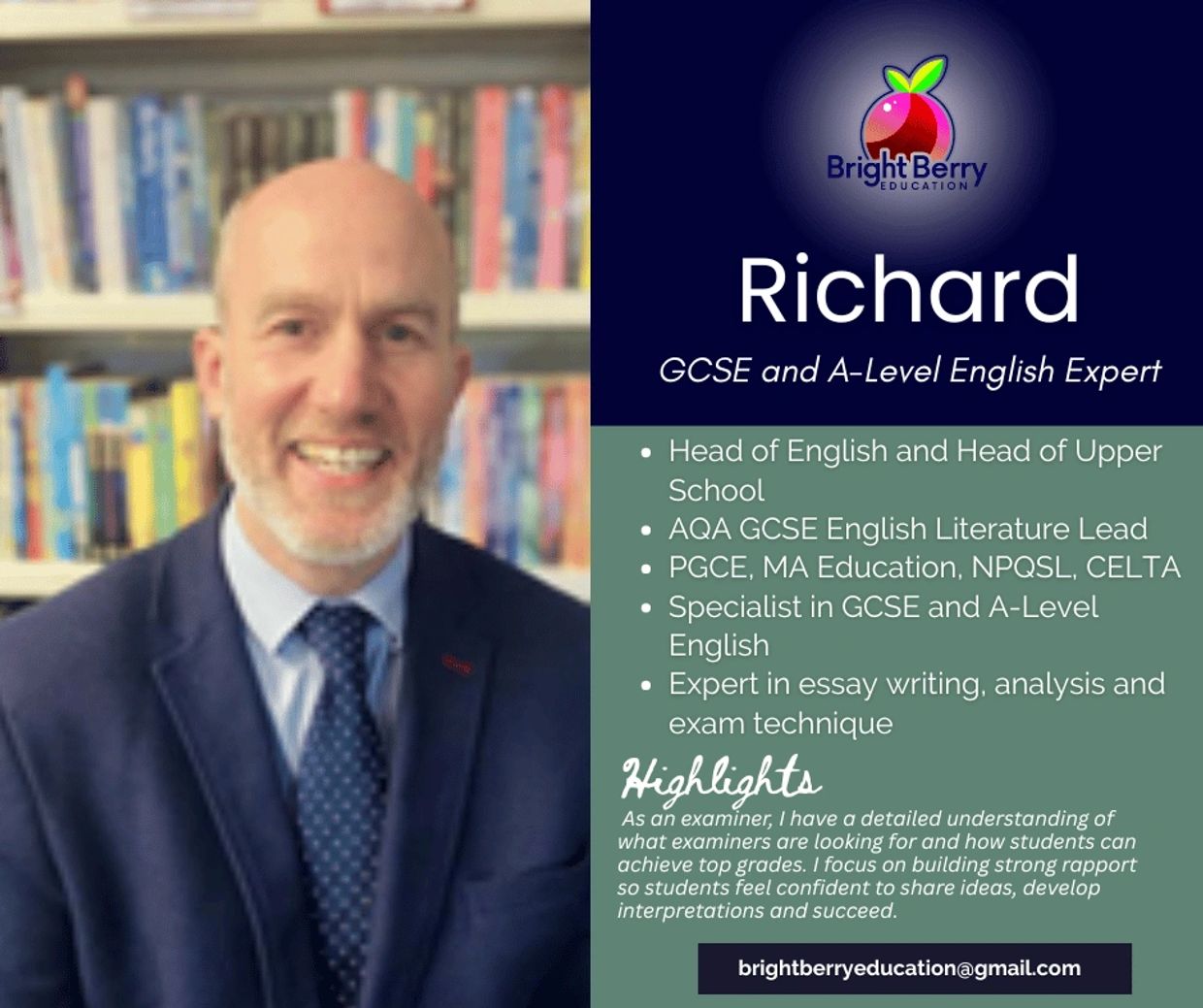 Richard, an English expert specializing in GCSE and A-Level, with extensive teaching and exam experience.