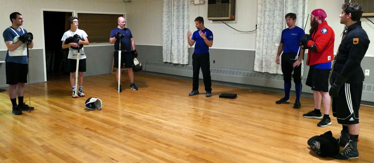 Master Eric White teaching class at the New Jersey Historical Fencing Association